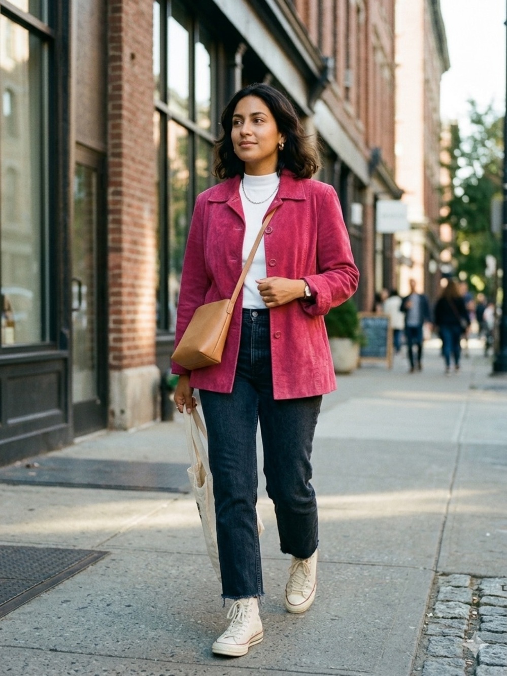 Pendleton Magenta Genuine Suede Leather Jacket Coat Pick Stitching Women M
